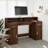 Barna tölgy színű szerelt fa íróasztal LED-ekkel 140x55x91 cm