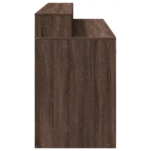 Barna tölgy színű szerelt fa íróasztal LED-ekkel 140x55x91 cm