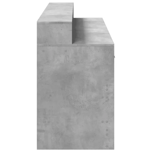 Betonszürke szerelt fa íróasztal LED-világítással 160x55x91 cm