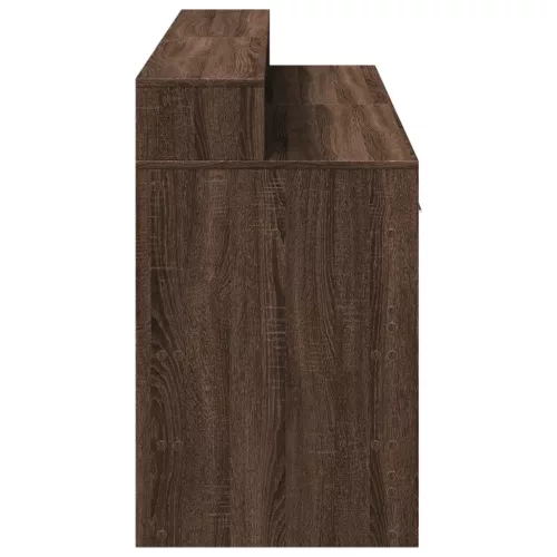 Barna tölgy színű szerelt fa íróasztal LED-ekkel 160x55x91 cm
