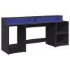 Fekete szerelt fa íróasztal LED-világítással 200 x 55 x 91 cm