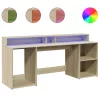 Sonoma tölgy színű szerelt fa íróasztal LED-ekkel 200x55x91 cm