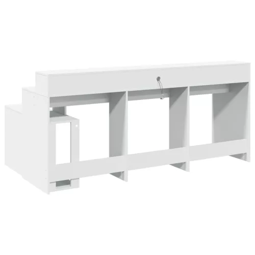 Fehér szerelt fa íróasztal LED-világítással 200 x 104 x 91 cm