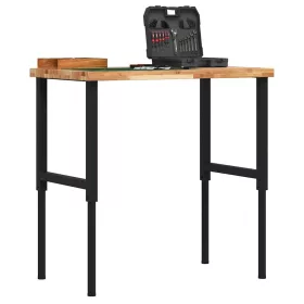  Tömör bükkfa négyszög alakú munkapad 100 x 60 x (73-99,5) cm