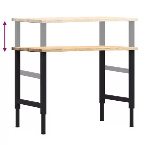 Tömör tölgyfa munkapad 100 x 60 x (71,5-98) cm