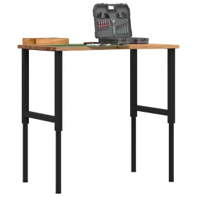   Világosbarna tömör tölgyfa munkapad 100 x 60 x (71,5-98) cm