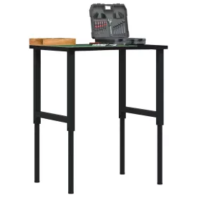   Sötétbarna tömör tölgyfa munkapad 80 x 60 x (71,5-98) cm