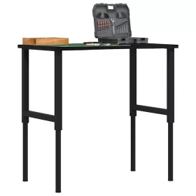   Sötétbarna tömör tölgyfa munkapad 100 x 60 x (71,5-98) cm