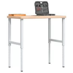   Tömör tölgyfa négyszög alakú munkapad 100 x 60 x (73-99,5) cm