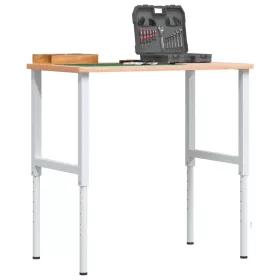   Tömör bükkfa négyszög alakú munkapad 100 x 60 x (71,5-98) cm