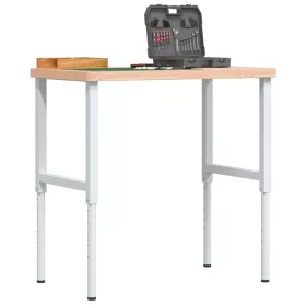   Tömör bükkfa négyszög alakú munkapad 100 x 60 x (73-99,5) cm