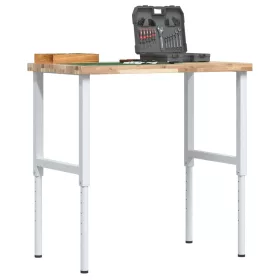   Tömör bükkfa négyszög alakú munkapad 100 x 60 x (73-99,5) cm