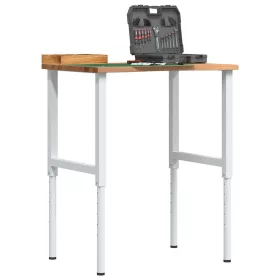   Világosbarna tömör tölgyfa munkapad 80 x 60 x (71,5-98) cm