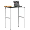 Sötétbarna tömör tölgyfa munkapad 80 x 60 x (71,5-98) cm
