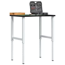   Sötétbarna tömör tölgyfa munkapad 80 x 60 x (71,5-98) cm