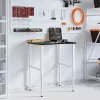 Sötétbarna tömör tölgyfa munkapad 80 x 60 x (71,5-98) cm