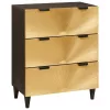 Széf 2 pcs Fekete és Arany 60 x 33 x 75 cm tömör mangófa