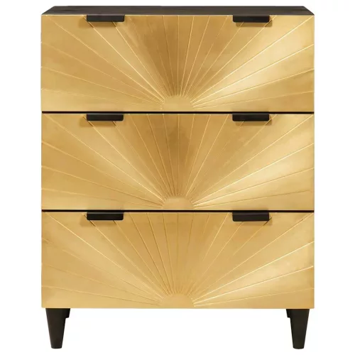Széf 2 pcs Fekete és Arany 60 x 33 x 75 cm tömör mangófa