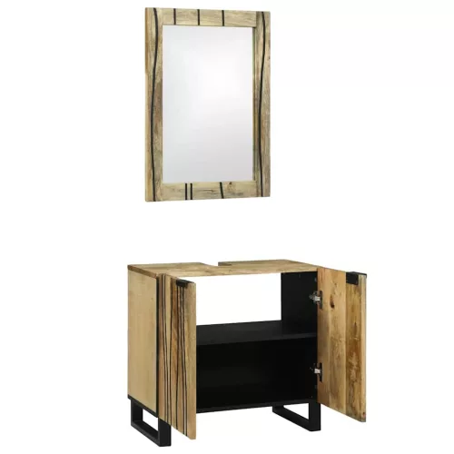 Fürdőszoba bútor szett polcokkal 2 pcs Barna 62 x 33 x 58 cm