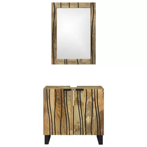 Fürdőszoba bútor szett polcokkal 2 pcs Barna 62 x 33 x 58 cm
