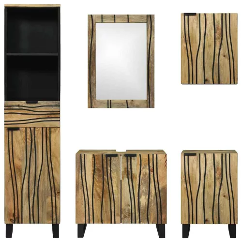 Fürdőszoba bútor szett fiókkal 5 pcs Barna 38 x 33 x 160 cm