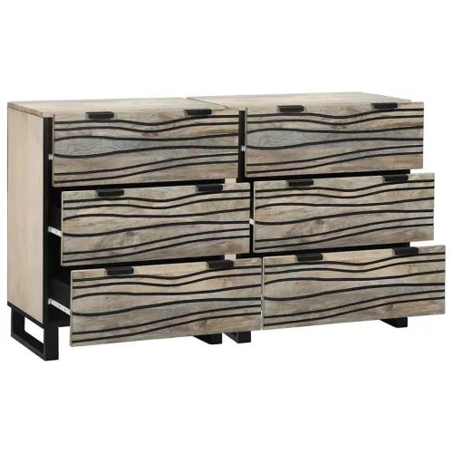Oldalszekrények 2 pcs Fehér 60 x 33.5 x 75 cm tömör mangófa
