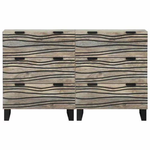 Oldalszekrények 2 pcs Fehér 60 x 33.5 x 75 cm tömör mangófa