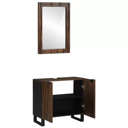 Fürdőszoba bútor szett polcokkal 2 pcs Dióbarna 62 x 33 x 58 cm