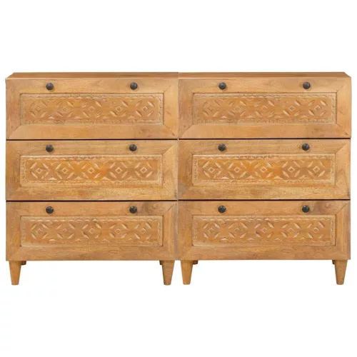 Széf 2 pcs Barna 60 x 33 x 75 cm tömör mangófa