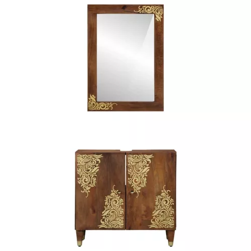 Fürdőszoba bútor szett tárolóval 2 pcs mézbarna 62 x 33 x 58 cm
