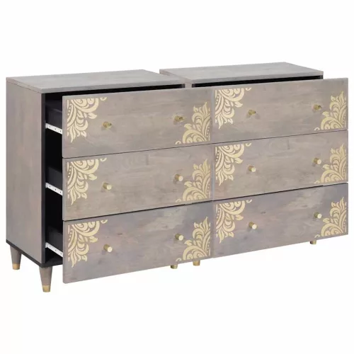 Széf fiókkal 2 pcs Szürke 60 x 33.5 x 75 cm Tömör mangófa