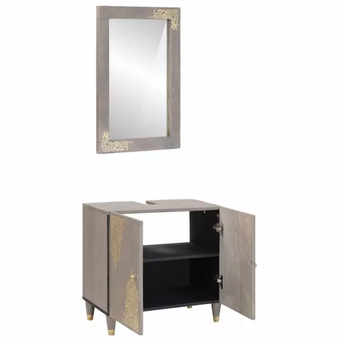Fürdőszoba bútor szett tárolóval 2 pcs Szürke 62 x 33 x 58 cm