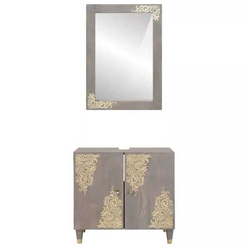Fürdőszoba bútor szett tárolóval 2 pcs Szürke 62 x 33 x 58 cm