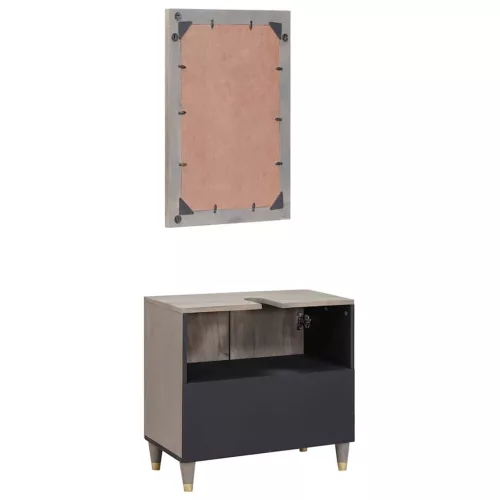 Fürdőszoba bútor szett tárolóval 2 pcs Szürke 62 x 33 x 58 cm
