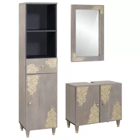   Fürdőszoba bútor szett fiókkal 3 pcs Szürke 62 x 33 x 58 cm