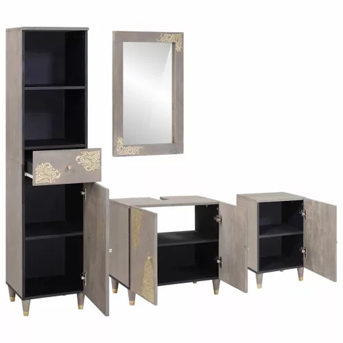 Fürdőszoba bútor szett fiókkal 4 pcs Szürke 62 x 33 x 58 cm