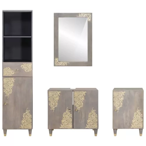 Fürdőszoba bútor szett fiókkal 4 pcs Szürke 62 x 33 x 58 cm