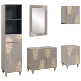   Fürdőszoba bútor szett fiókkal 5 pcs Szürke 62 x 33 x 58 cm