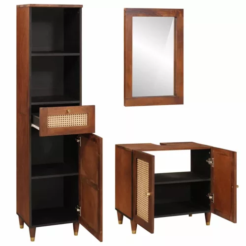 Fürdőszobai bútorok 3 pcs 38 x 33 x 160 cm Tömör Mangófát