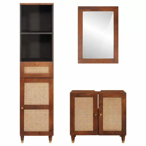 Fürdőszobai bútorok 3 pcs 38 x 33 x 160 cm Tömör Mangófát
