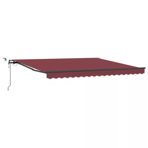Burgundi vörös automata kihúzható LED-es napellenző 400x300 cm