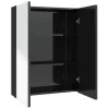 Fényes fekete MDF tükrös fürdőszobaszekrény 60 x 15 x 75 cm