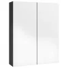 Fényes fekete MDF tükrös fürdőszobaszekrény 60 x 15 x 75 cm