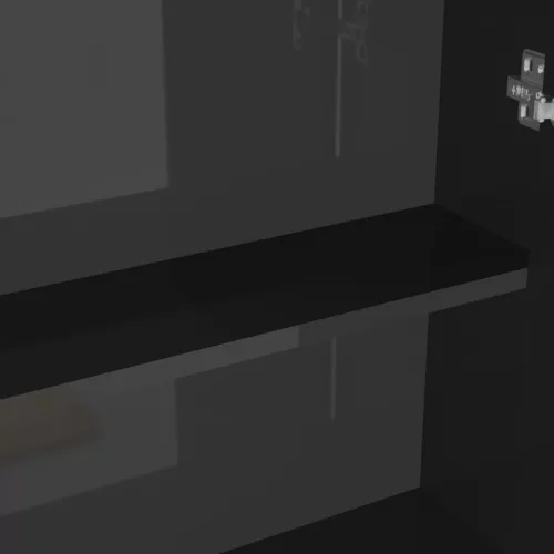 Fényes fekete MDF tükrös fürdőszobaszekrény 60 x 15 x 75 cm