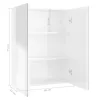 Fényes fehér MDF tükrös fürdőszobaszekrény 60 x 15 x 75 cm