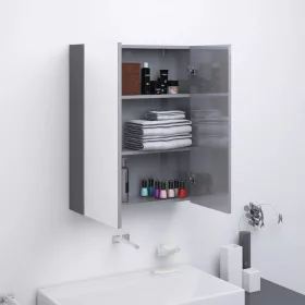   Fényes szürke MDF tükrös fürdőszobaszekrény 60 x 15 x 75 cm