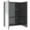 Fényes szürke MDF tükrös fürdőszobaszekrény 60 x 15 x 75 cm