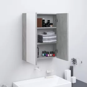   Betonszürke MDF tükrös fürdőszobaszekrény 60 x 15 x 75 cm
