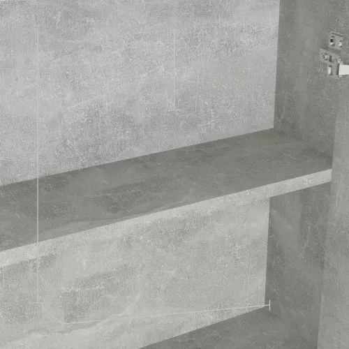 Betonszürke MDF tükrös fürdőszobaszekrény 60 x 15 x 75 cm