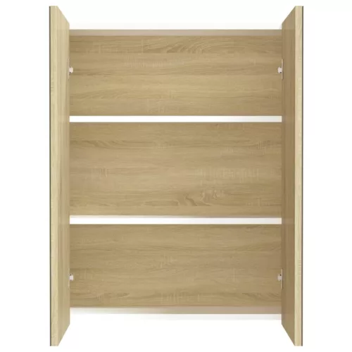 Fehér és tölgy MDF tükrös fürdőszobaszekrény 60 x 15 x 75 cm